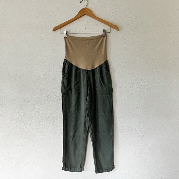 A Pea in the Pod Pants - A Pea In The Pod Maternity Olive Green Linen Blend Pants